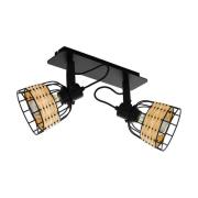 Deckenspot Anwick 1 Stahl/Rattan, zweiflammig