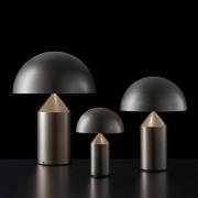 Oluce Tischleuchte Atollo, bronzefarben, Dimmer, Alu, Ø 38cm
