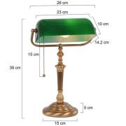 Schreibtischlampe Ancilla, Glasschirm, bronze/grün