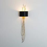 Wandleuchte Elba lungo, gold/schwarz, Höhe 144 cm, Eisen
