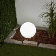 Lindby LED-Solarlampe Lago, Ø 25 cm, Kugel, Erdspieß, weiß