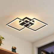 Lindby LED-Deckenlampe Fjardo CCT Quadrate schwarz