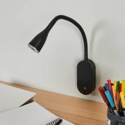 Lindby LED-Wandlampe Enna, schwarz, Schalter, USB-Anschluss