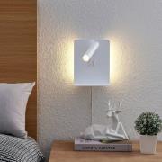 Lucande LED-Wandspot Zavi, weiß, Stecker, Ablage, USB
