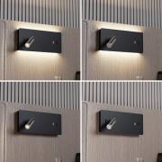 Lucande LED-Wandlampe Kimo, eckig, schwarz, Aluminium, USB
