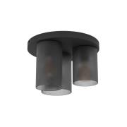 Deckenlampe Colomera, Ø 35 cm, schwarz/grau, 3-flg., Glas