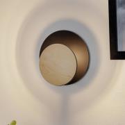 Wandlampe Circle in Schwarz mit Holz-Dekorplatte