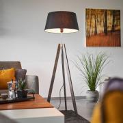 Quitani Stehlampe Thea, Holz grau, Schirm schwarz