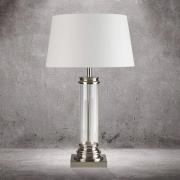 Tischleuchte Pedestal, silber mit Schirm in Creme