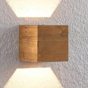 Lindby Benicio Holz-LED-Wandleuchte, eckig, 11 cm