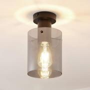 Lindby Deckenlampe Kourtney, Ø15cm, schwarz/grau, Glas, E27