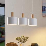 Lindby Hängeleuchte Kadir, 73 cm, 3-flammig, weiß, Holz
