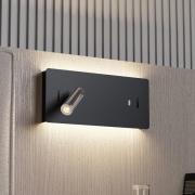 Lucande LED-Wandlampe Kimo, eckig, schwarz, Aluminium, USB