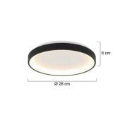 LED-Deckenleuchte Ringlede, schwarz, Höhe 6 cm, Ø 28 cm