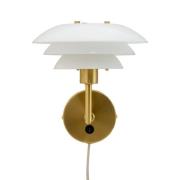 Dyberg Larsen Wandlampe DL20, opal/messingfarben, Glas