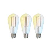 LUUMR Smart LED E27 ST64 7W ZigBee Tuya Hue klar 3er-Set