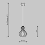 Maytoni Hängelampe Roots, Ø 20 cm, Höhe 27 cm, Holz/schwarz