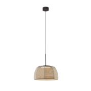 Bover LED-Hängelampe Tanit, Ø 43 cm, schwarz/beige, Stoff