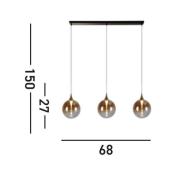 LED-Hängeleuchte Alchemy, 3-fl., schwarz, bernstein, Glas