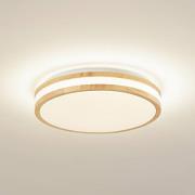 Lindby LED-Deckenlampe Emiva, Ø 39,5 cm, CCT, Holz