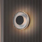 LED-Wandleuchte Celeste, schwarz/chrom, Ø 22 cm Glas dimmbar