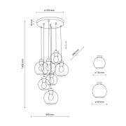 Hängelampe Cubus Mix, Ø 49 cm, 7-flg., mehrfarbig, Glas, E27
