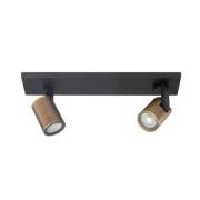 Deckenspot Halo, schwarz/messing brüniert Länge 40 cm 2-flg.
