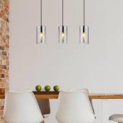 Pendellampe Olly, Länge 63 cm, rauchgrau, Glas, 3-flg.