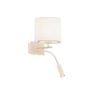 Wandleuchte Bilo, beige, Textil, zweiflammig, Leselicht