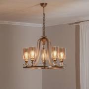 Kronleuchter Jadina, gold antik, 5-flg., Ø 62 cm Metall/Glas