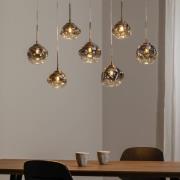 Hängeleuchte Herman, 7-flg., goldfarben, Länge 97 cm, Glas