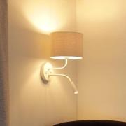 Wandleuchte Roller, Cord weiß, weiß, mit Leselicht