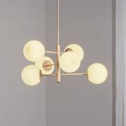 Hängeleuchte Aurora, beige, Ø 60 cm, 6-flammig, Glas, E14