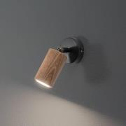Wandleuchte Nise, 1-flammig, Stahl schwarz, Holz