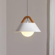 Hängelampe Funda, braun/weiß, Ø 30 cm, Stahl/Holz/Glas