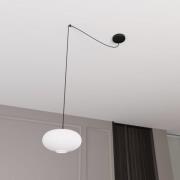 Hängelampe Origo, Ø 30 cm, opal/schwarz, dezentral, Glas