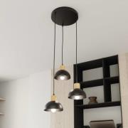 Pendellampe Seco, Ø 30 cm, schwarz, Metall/Holz, 3-flg.