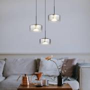 LED-Hängeleuchte Belinda, Ø 40 cm, rauchgrau, 3-flg., Glas