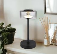LED-Tischleuchte Belinda, rauchgrau, Höhe 33 cm, Metall