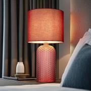 Tischlampe Sofia, rot, Höhe 50 cm, Stoff/Glas