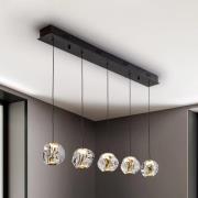 LED-Hängelampe Zaria, 5-fl., schwarz, klar, Metall, Acryl