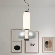 LED-Hängelampe Avery, rauchgrau/weiß, Ø 32 cm, Glas