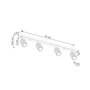 Deckenstrahler Karbon, schwarz, Länge 81 cm, Alu, 4-flg.