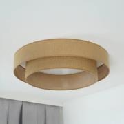 LED-Deckenleuchte Luneta, Jute, braun, Ø 60 cm, 3-step-dim