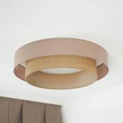 LED-Deckenleuchte Luneta, Jute, braun, Ø 60 cm, 3-step-dim