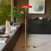 Oluce LED-Stehleuchte Dora, goldfarben/rot, Metall, PMMA