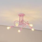 Deckenleuchte Oxford, hellrosa, Ø 47 cm, Metall, 5-flammig