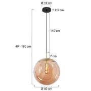 Hängeleuchte Bollique, messing, Ø 40 cm, Glas, 1-fl., Kugel