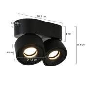 LED-Deckenstrahler Fez, schwarz, 2-fl., Metall, schwenkbar