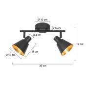 Deckenstrahler Oeroe, 2-flammig, schwarz, Metall, E14